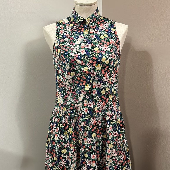 TOMMY Hilfiger Floral Sleeveless Front Button Shirt Midi A-line dress size 2 - Picture 5 of 17